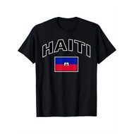 Haiti Flag Proud Haitian T-Shirt, Cotton Haitian T-Shirt for Men Women Dad Mom Family Friends, Black