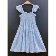 Milam baby girl's dress with blue fairy petals, cool for the summer