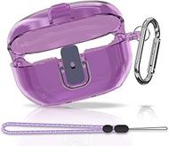 POZCIS【Upgraded Lock】 Compatible with Sony WF-1000XM5 Case Cover, LED Soft TPU Super Protective Clear Shell for Sony XM5 Wireless Earbuds with Lanyard &amp; Keychain(Clear Purple)
