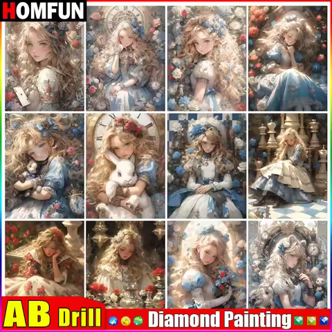HOMFUN AB 5D DIY Diamond Painting "City Market" Full Drill Resin Diamond Embroidery Cross Stitch Hom