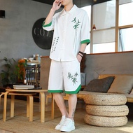 Baju China中國風套裝男短袖衬衫短裤男士套装盘扣休闲宽松#唐裝男裝套装#漢服 男 套裝#唐裝男套装#男士衣服 潮流套装#唐裝男裝上衣#中國風男裝#中國風男裝衬衫#漢服 男裝漢服#唐裝男裝#汉服