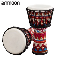 [ammoon]กลองตีด้วยมือ Djembe แอฟริกัน8นิ้วเครื่องตีเครื่องดนตรีลวดลายศิลปะที่มีสีสัน