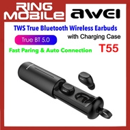 Awei T55 Binaural True Wireless Charging TWS Bluetooth V5.0 Headset Earbuds with Charging Case