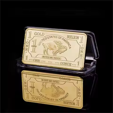 Silver/Gold Plated Bullion Beauty Bar United States Of America 1 Troy Ounce Replica Gold Clad Buffal