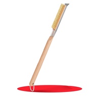 1 PCS Pizza Oven & Stone Brush with Scraper 21In - Clean Stone Between Every Bake Long Wooden Handle