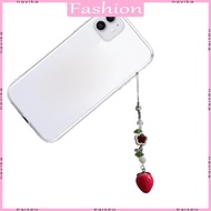 NAV Sweet Strawberry Beaded Pendant Charm for Mobiles and Key Holders Stylish Phone Charm for Fashion Enthusiasts