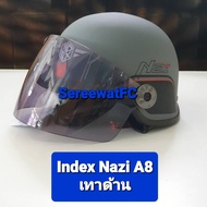 หมวกกันน็อค ID  INDEX NAZI A8  มีหลายสีให้เลือก จำหน่ายจากร้าน SereewatFC ดำเงา แว่นตรง Large