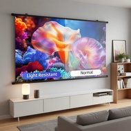 4K,60-120,,, Skrin Projektor 4K HD 60-120 Inci, Boleh Dipasang di Dinding, Sesuai dengan Semua Proje