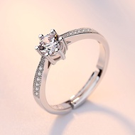 silver cincin 925 original ring for women Adjustable ring Six-claw round drill Fashion Jewellery cincin  perak cincin perempuan