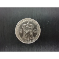 Uang Koin Perak Kuno Belanda 1 Gulden Wilhelmina Tahun 1929