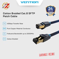 VENTION IKG IKGB LAN CABLE COTTON BRAIDED CAT.8 SFTP PATCH CABLE 1M, BLACK2M | CABLE LAN VENTION CAT