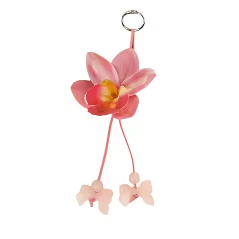 Simulation Flower Orchid Keychain Backpack Decoration Colorful Simulation Flower Keyring Butterfly O