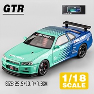 LEO 1:18 Nissan GTR R34 Diecast โมเดล รถอัลลอยด์รถยนต์ของเล่นคอลเลกชันของขวัญสําหรับเด็กชายสาว ของเล