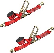 Mega Cargo Control 4" x 30' Tie Down Ratchet Straps with J Hooks | for Flatbed, Truck, Trailers, Far