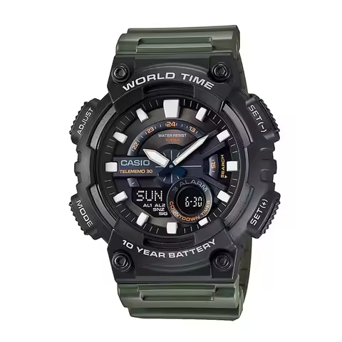 Casio AEQ110BW Series | Men’s Analog-Digital Watch |100M WR | Multi Alarms | 100 SEC Stopwatch | Cou