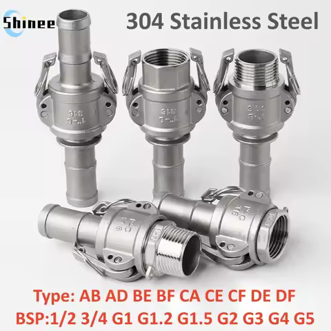 304 Stainless 1/2" 3/4" 1" 2"-5" BSP Female Male Camlock Fitting Adapter Barb Quick Disconnect For H