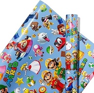 YOPENMOUNE 5 Pcs Mario Wrapping Paper Super Bros Gift Wrap Bulk Art Paper Folded Flat for Baby Shower Mario Birthday Party Decorations Wedding DIY Crafts Gift Packing, 20 x 30 Inch
