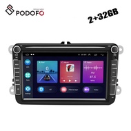 (EU/UK Stock) Podofo 8'' Android 13 Autoradio Car Radio Carplay Android Auto GPS WiFi FM RDS For VW/PASSAT/SKODA/POLO/GO