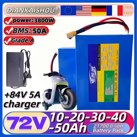 21700 Lithium battery pack With 50A BMS 2000W~3800W 72V 50Ah 40Ah 30Ah 20Ah 10Ah For E-tools motorcy