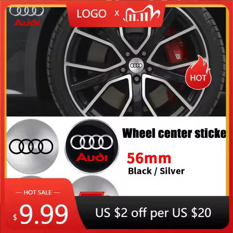 4Pcs 56mm Aluminum Metal Logo Car Wheel Center Hub Caps Sticker For Audi Q5 Sline RS A6L A7 A4 B9 B7
