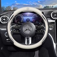 พวงมาลัยหนังระบายอากาศอุปกรณ์เสริมรถยนต์15นิ้ว/38ซม. สำหรับ Mercedes-Benz A B C E Class GLA GLC GLE GLS