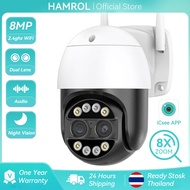 Hamrol 8MP 4K Dual-Lens 8X Zoom PTZ IP Camera WiFi Camera Color Night Vision Two Way Audio Outdoor C