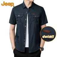JEEP SPIRIT Cotton short sleeved casual shirt for men M-8XL