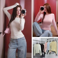 Gigi Closet AP1094 202 ribbed round neck long-sleeved t-shirt