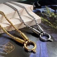 {Thai Elements} Multi-Purpose Non-Fade Can Touch Water Titanium Steel Gold-Plated Thai Amulet Chain 