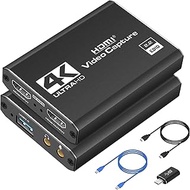 4K HDMI Video Capture Card, Cam Link Game Capture Card Nintendo Switch, 1080P 60fps Audio Video USB 