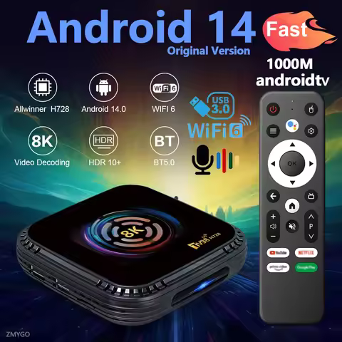 H728 Real Android 14 TV Box 2025 Global Version 8K 8Core Dual WiFi 6 BT5 USB 3.0 1000M Media Player