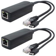 2-Pack 5V Gigabit PoE Splitter USB Type C 48V to 5V 2.4A Adaper IEEE 802.3Af Compliant