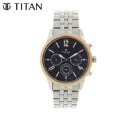 Titan Workwear Watch with Black Dial &amp; Stainless Steel Strap 1734KM01