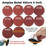 Amplas Bulat Gerinda Kayu Velcro 4 Inch Ampelas Gurinda Grinda Kertas Gosok #120