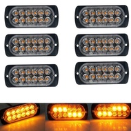 6x LED Warning Strobe amber Light for Car Van Truck Jeep Pickup Motorcycle 12-24V 12LED Waterproof Emergency Strobe Mark