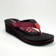 sandal wanita loxley floretta hitam - merah - 38