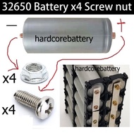 32650 Phosphate Lithium Battery x4 Screw nut M4 Nickel Plated Bolt 32650 32700 LiFePo4 Battery Pack 