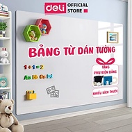 Bảng Từ Trắng Dán Tường Deli - Bảng Dán Tường Hút Nam Châm Viết Bút Lông Nhiều Kích Thước - Tặng Se