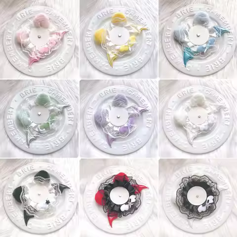 1 Piece Set of Small and Cute Lace Round Badge Display Stand, Available in 9 Colors, Bat Wings Handm
