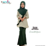 Kurung Dinara Maysarah Emerald Green Kurung Hijau Gelap Kurung Princess Polkadot