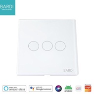 SHIPPINGbebas - BARDI Smart Wall Switch Touch 3 Gang IoT Smart Touch Switch - White