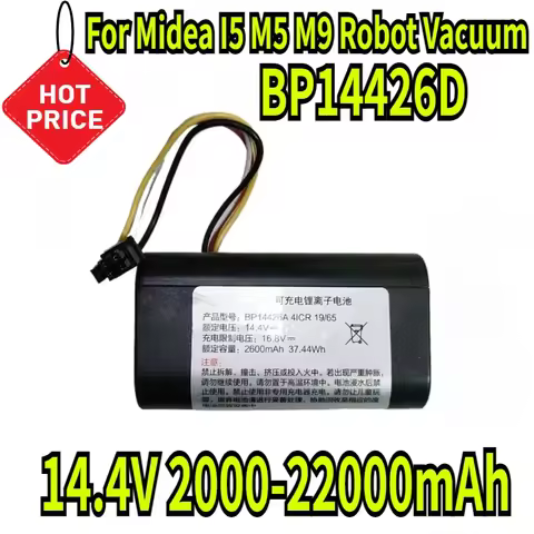 For Midea BP14426D 14.4V 2000-22000mAh Li ion Battery Compatible with I5 M5 M9 Robot Vacuum High Cap