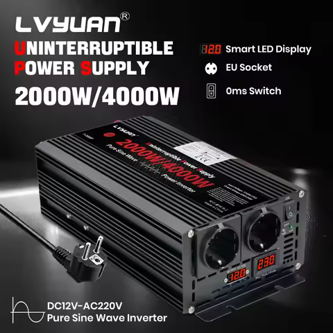 UPS Inverter 2000W/4000W Pure Sine Wave Inverter DC12V 24V to AC110V 220V Uninterruptible Power Supp