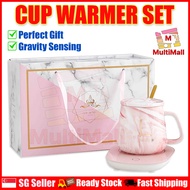 Round Marble Pink  Cup Warmer Set | Cup and Mug  Gifts Cup set | Cup Heater | Cup Warmer | Electric 