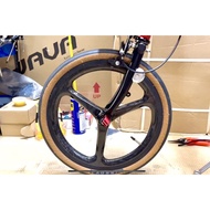 Carbon fiber tri-spoke wheel/rim 16inch 20 inch for Brompton /Pikes/3sixty Liaoge Bike