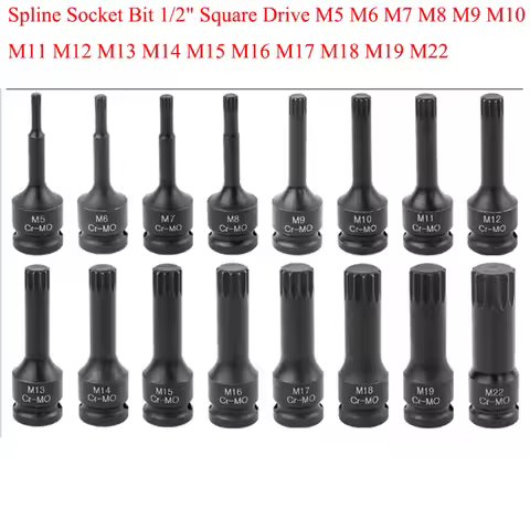12 Point TORX Security Screwdriver Bit Set. S2 Steel Impact Driver M5 M6 M7 M8 M9 M10 M11 M12 M13 M1