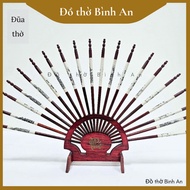 Porcelain/Wood/Plastic altar chopsticks set of 10 pairs with fan spreads - Ancestor altar - Binh An 