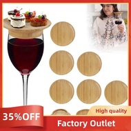6Pcs Wine Glass Topper, 4Inch Wine Glass Charcuterie Topper Bamboo Wine Glass Topper Coasters