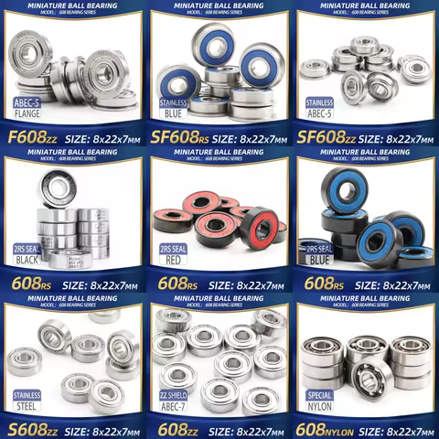 FUSHI 608 ZZ Bearing 8x22x7 mm 10Pcs 608ZZ RS 2RS Flange Handpiece Bearings For Strong Industrial Mo