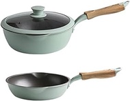 3pcs Gas Stove Induction Cooker Kitchen Non-Stick Frying Pan + Wok Cooking Cookware Set (Color : D, Size : Small) vision